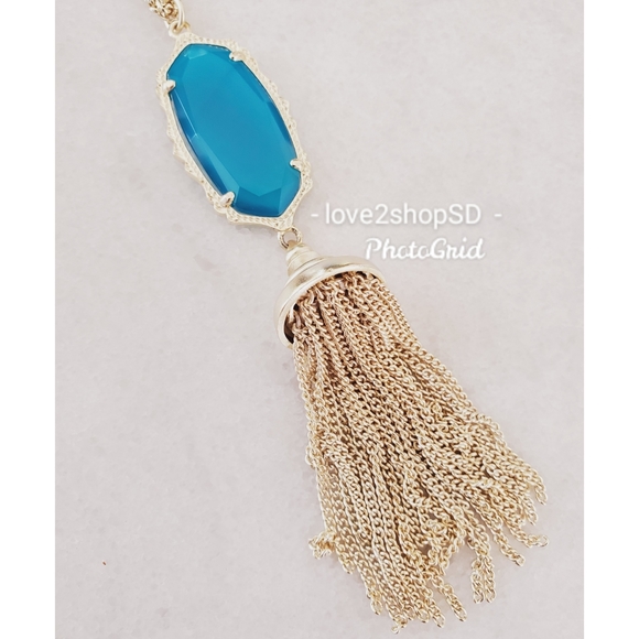 Kendra Scott Teal Blue Agate Everly necklace NWOT - Picture 6 of 6